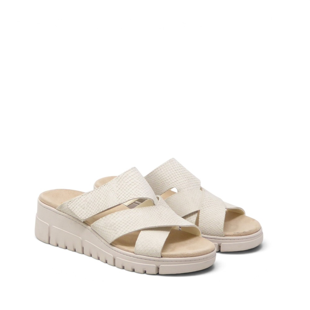 Vionic Womens Sandals Uptown Sunset Snake Ivory Embossed Leather 9